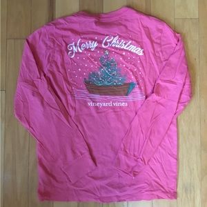 Vineyard Vines Kids Merry Christmas Christmas Tree Pocket Long Sleeve